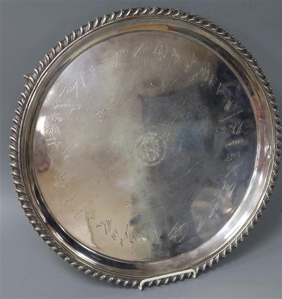 A George V silver salver, William Hutton & Sons Ltd, Sheffield 1930, approx 68oz.